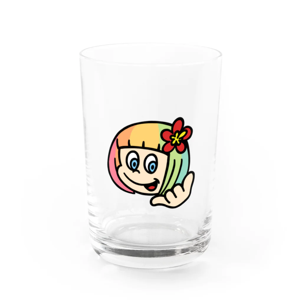 ハワイが大好きな女の子『HENOHENO MAPPY』のメインロゴ(ハワイを愛するあなたへ) Water Glass :front