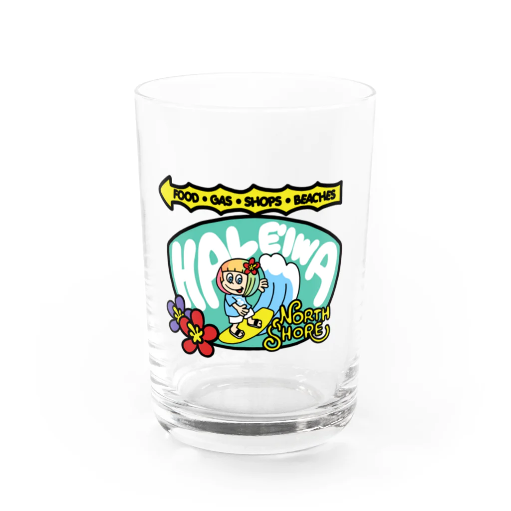 ハワイが大好きな女の子『HENOHENO MAPPY』のハレイワ看板(ハワイを愛するあなたへ) Water Glass :front