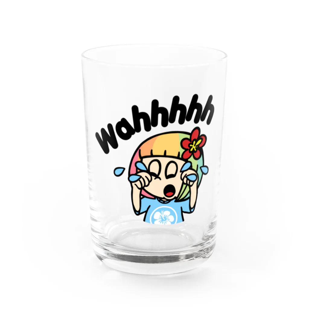 ハワイが大好きな女の子『HENOHENO MAPPY』のわーんわーん(ハワイを愛するあなたへ) Water Glass :front