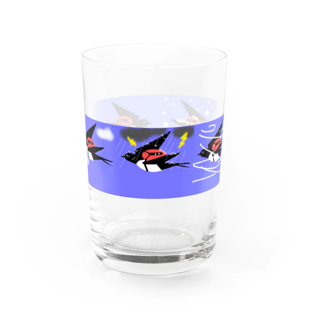 ツチノコ＠リムマンショップのつばめは旅をする Water Glass :front