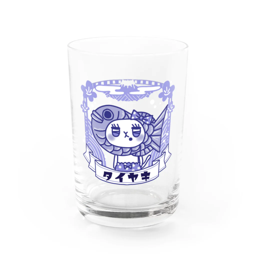 ぱち子。のちょっとレトロな鯛焼きにゃんこ。 Water Glass :front