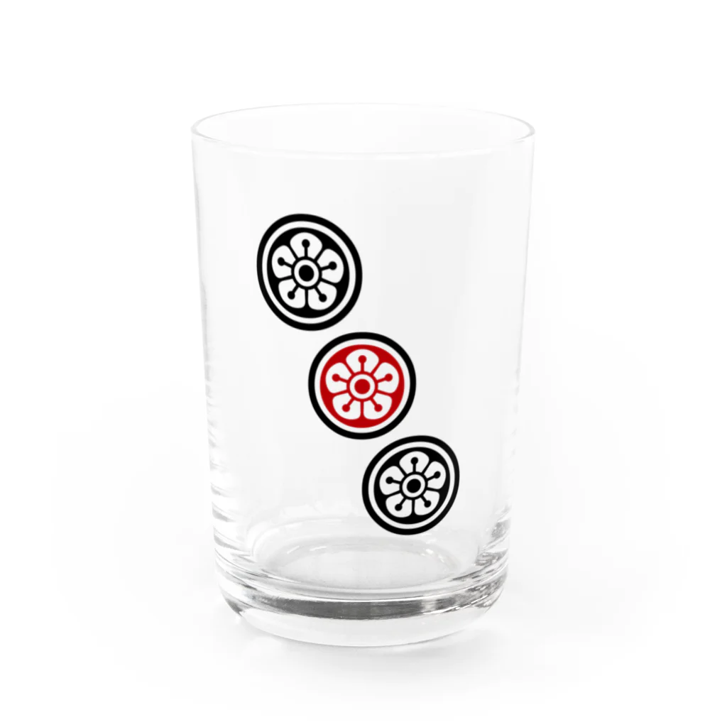 麻雀ロゴTシャツショップ 雀喰 -JUNK-の麻雀牌 3筒 サンピン Water Glass :front