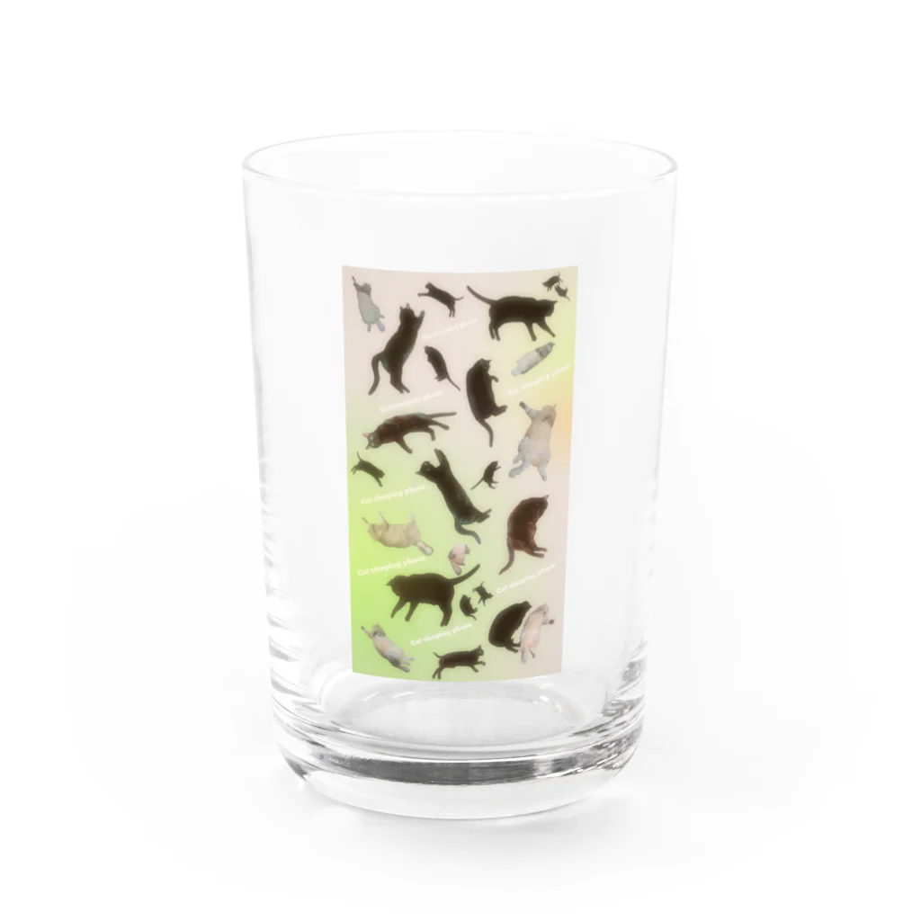 マロマロのCat sleeping phase Water Glass :front