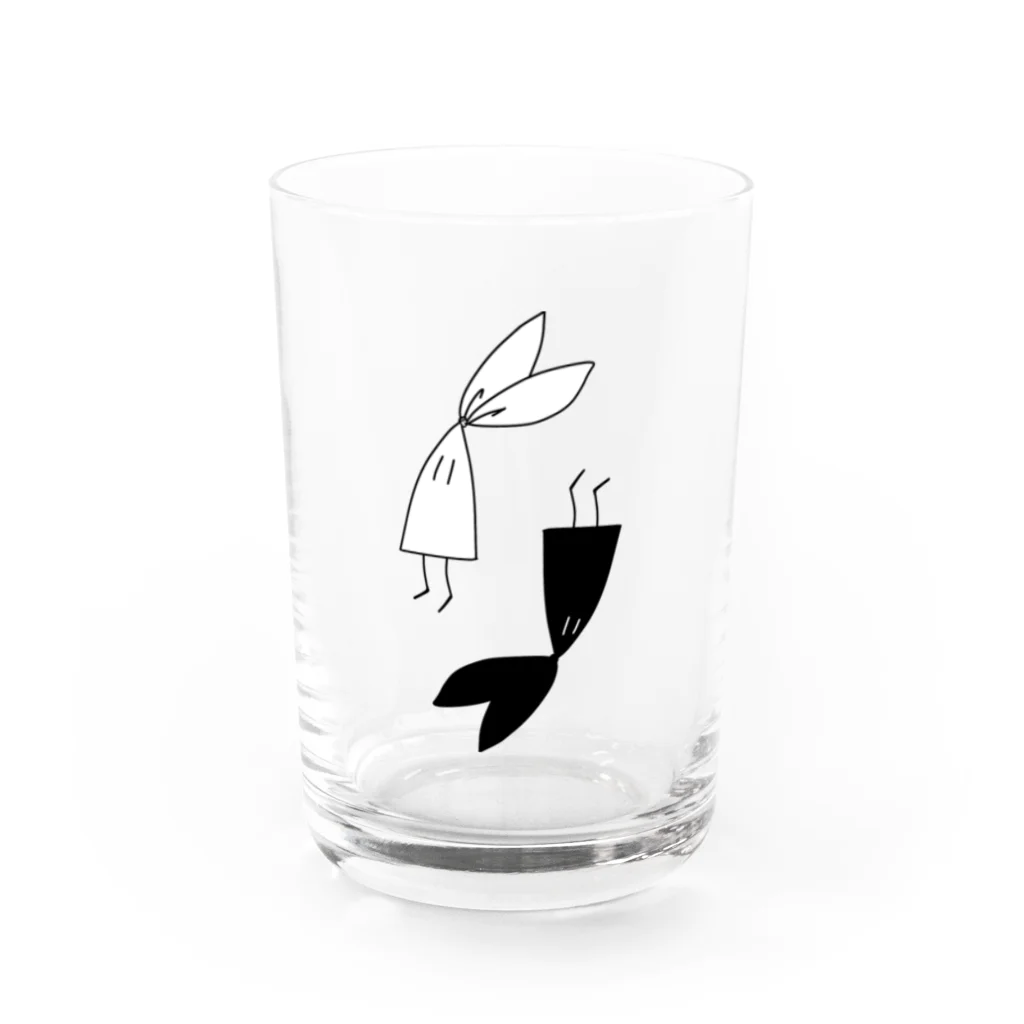 まはゆまの白黒ウサギ　回転反転 Water Glass :front