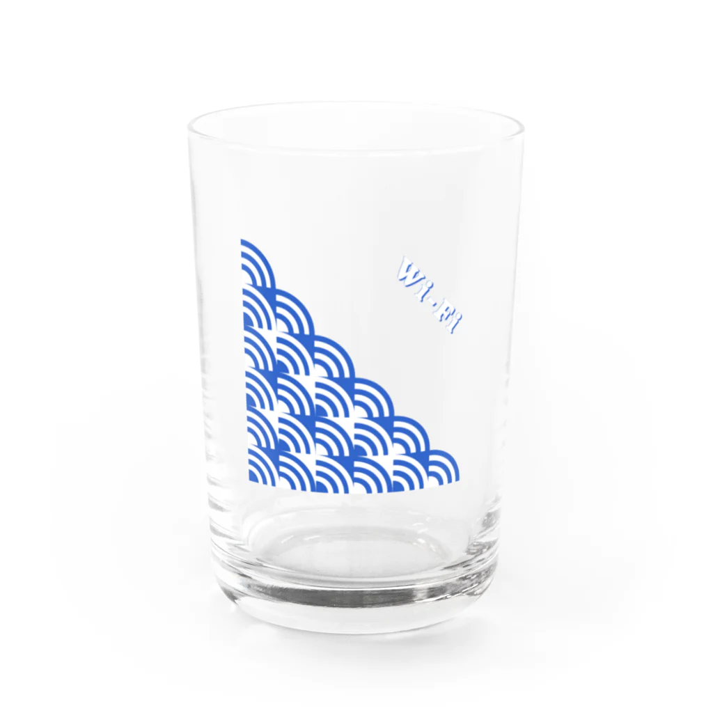 🏠やしおこうの秘密基地のWi-Fi青海波　ロゴ入り Water Glass :front