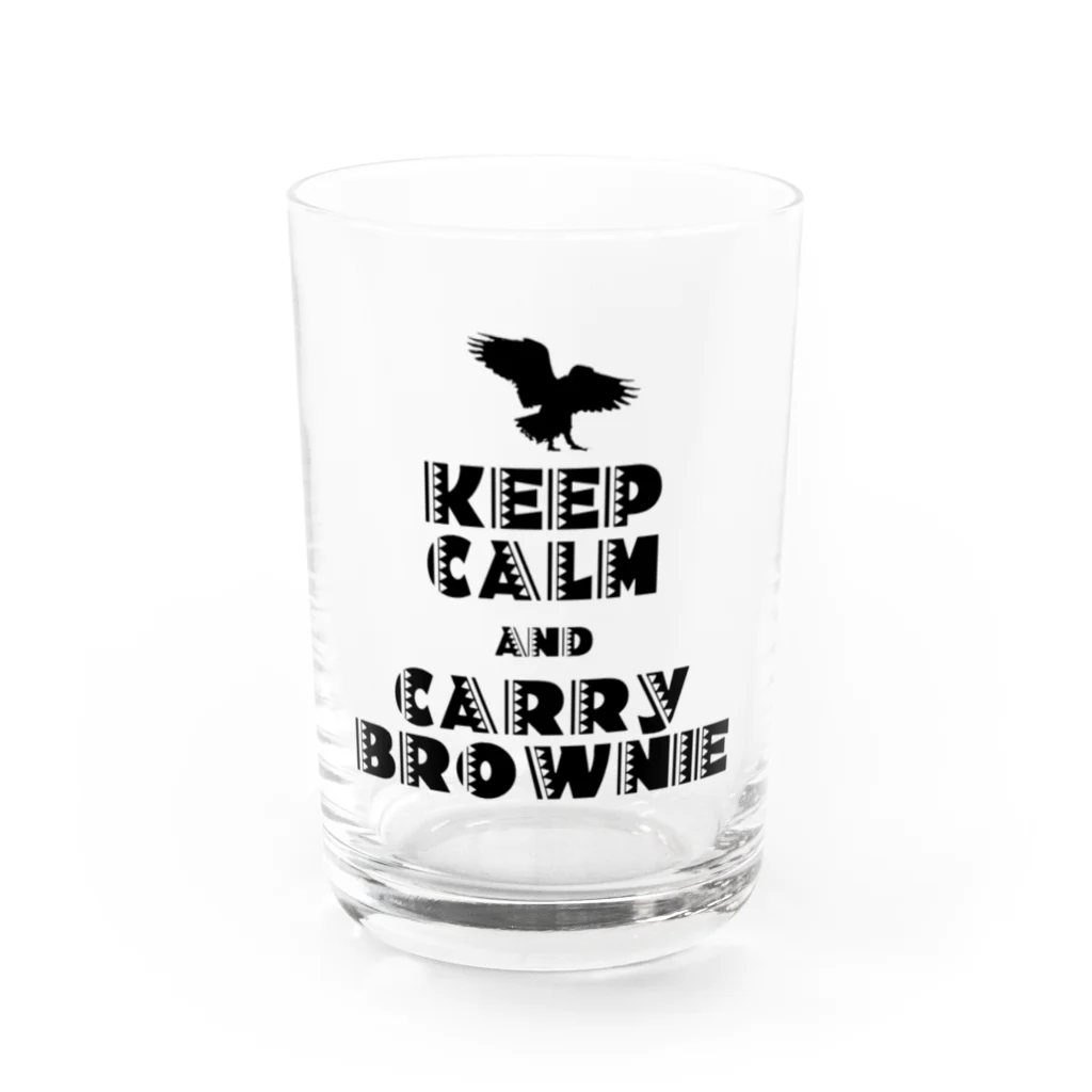 座敷ふくろうのKEEP CALM AND CARRY BROWNIE2 グラス前面