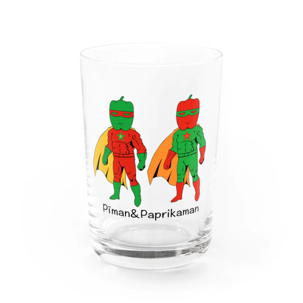 ムエックネのピーマン&パプリカマン Water Glass :front