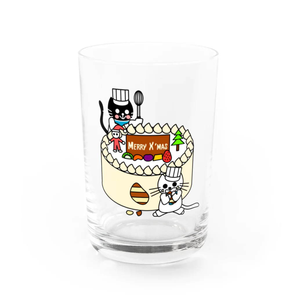 J's Mart 2ndのたまとクロとクリスマスケーキ Water Glass :front