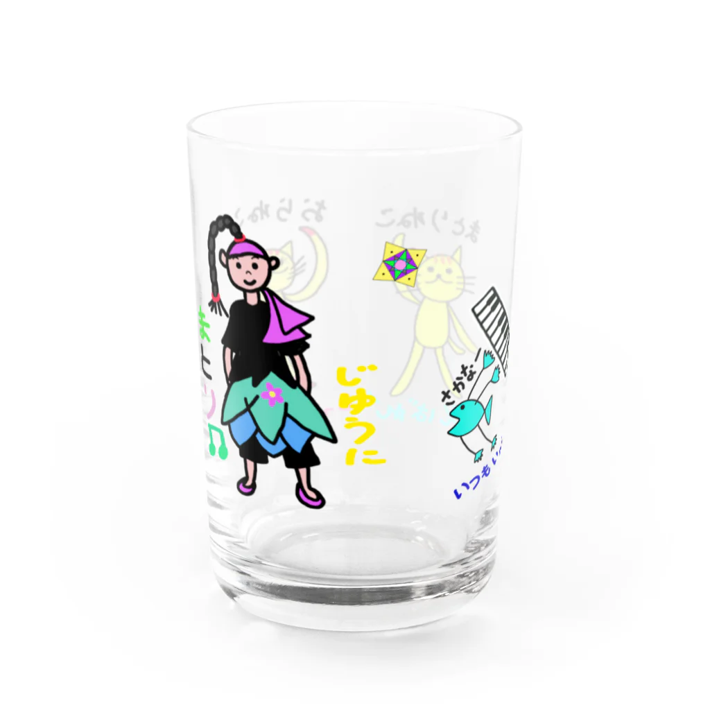 まとりこや ショップのまとり　と　おうえんたい　グラス Water Glass :front