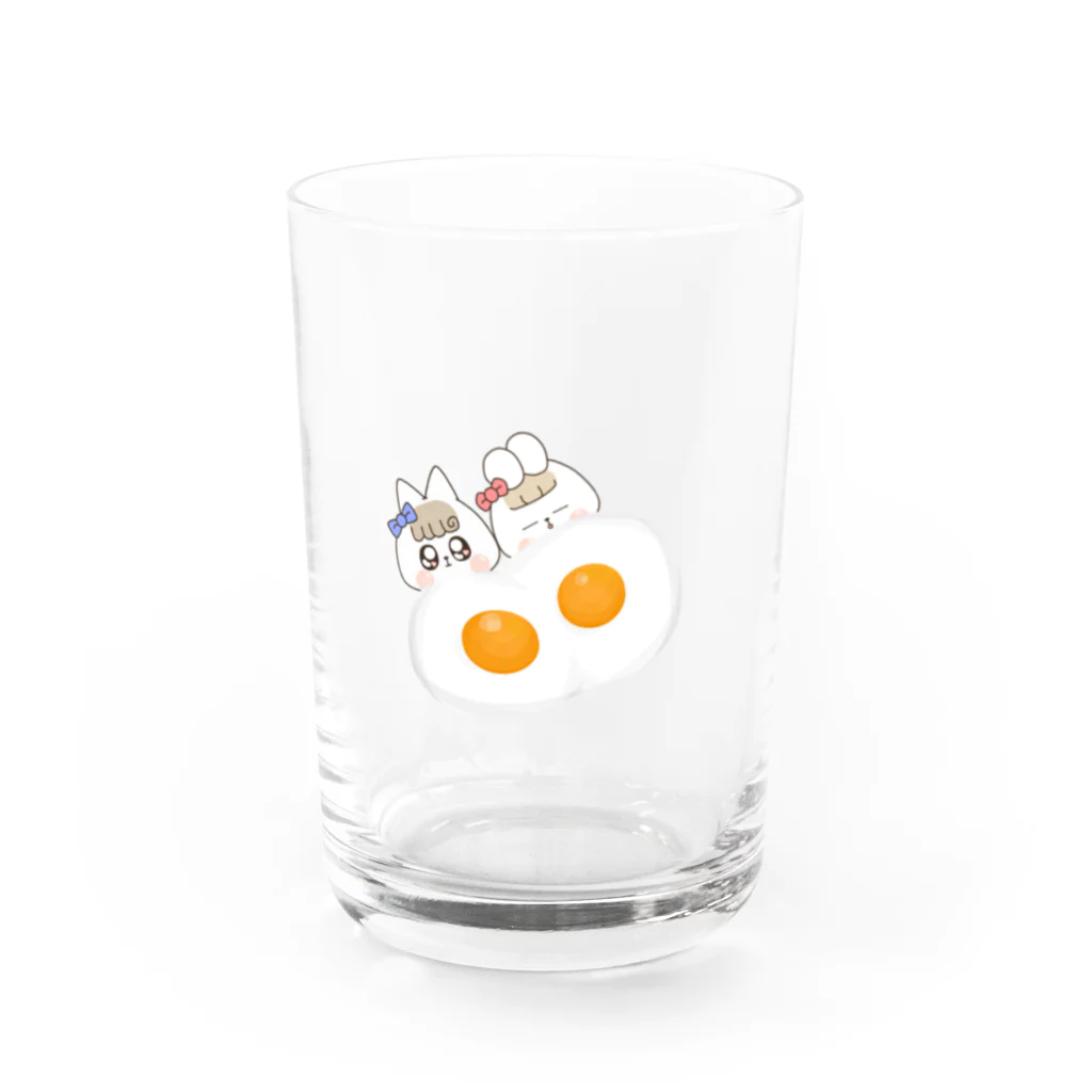 可愛すぎるうさぎの可愛すぎるうさぎと目玉焼きおふとん Water Glass :front