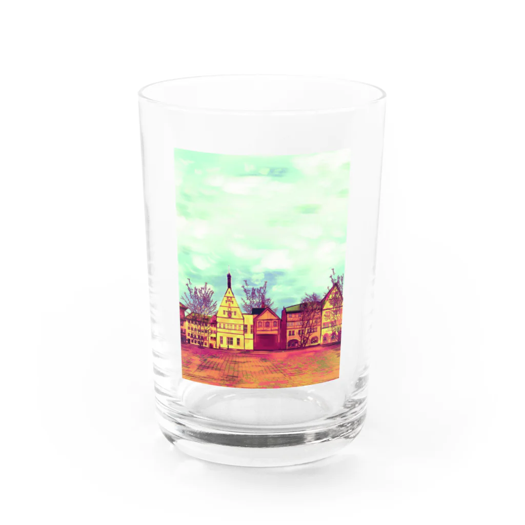 ふわりの絵画のような街（秋色） Water Glass :front