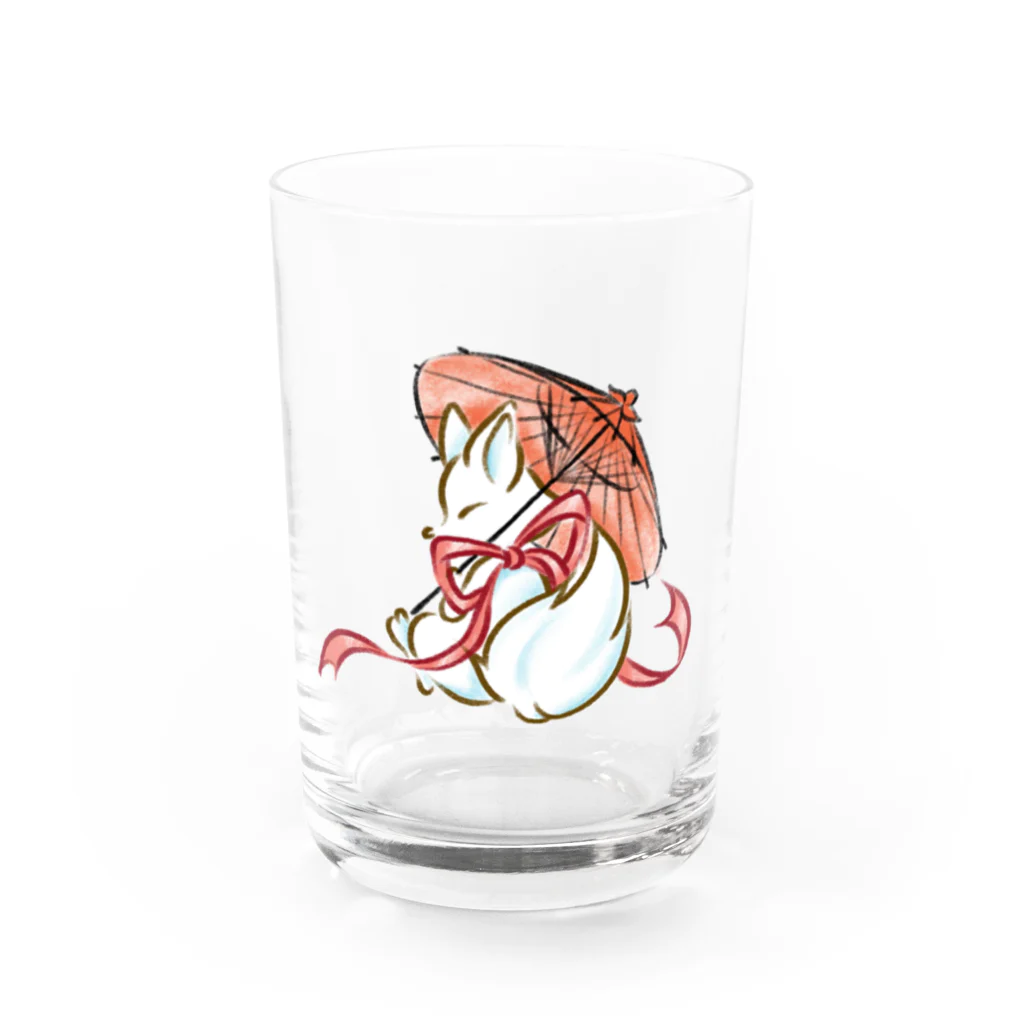 夢と知りせばのきつねのこん様(番傘) Water Glass :front