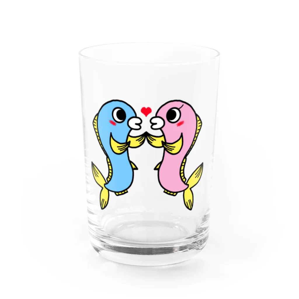 ねこねこうおのカップルウオ Water Glass :front