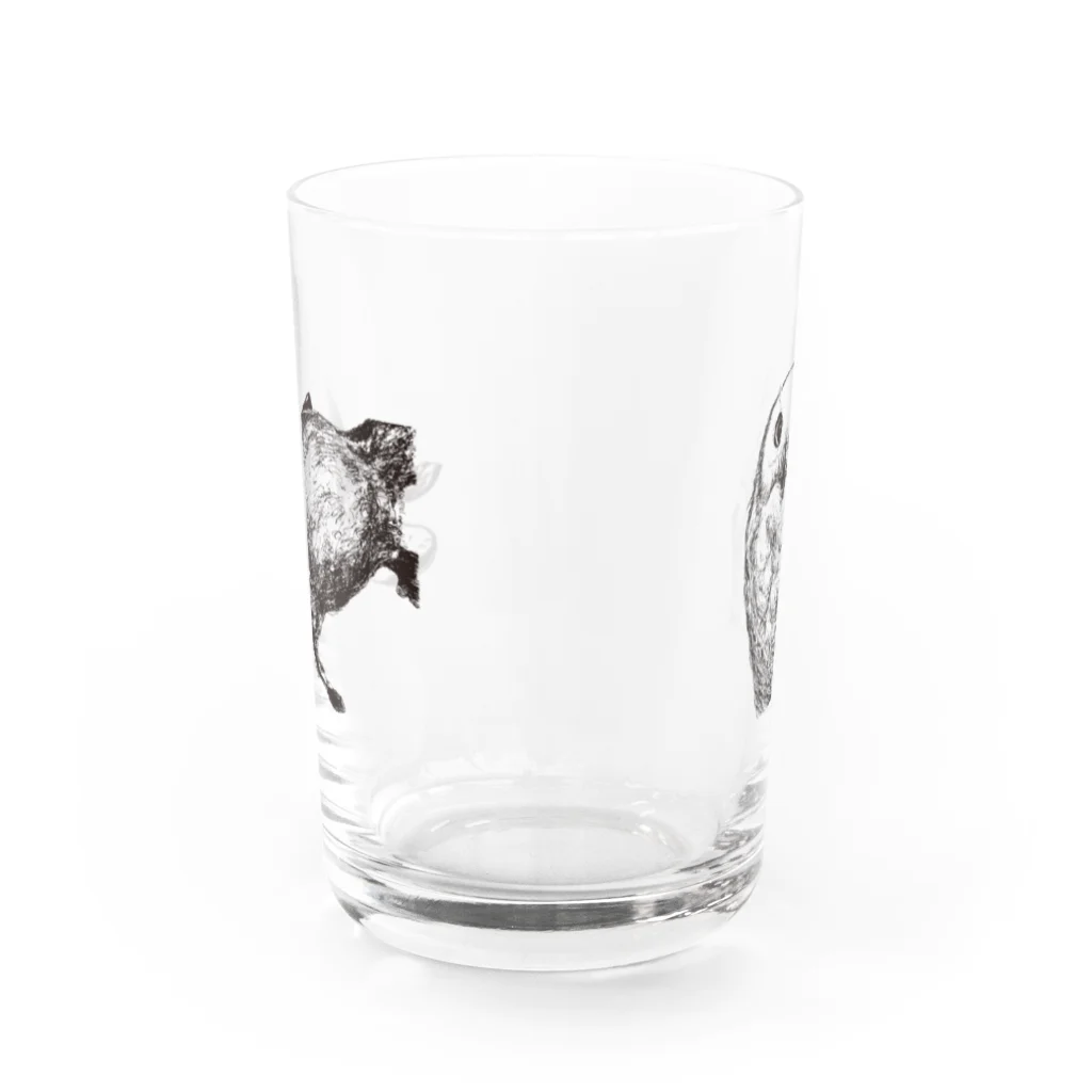 翻車魚ショップの翻車魚-カモノハシ&フクロウ Water Glass :front