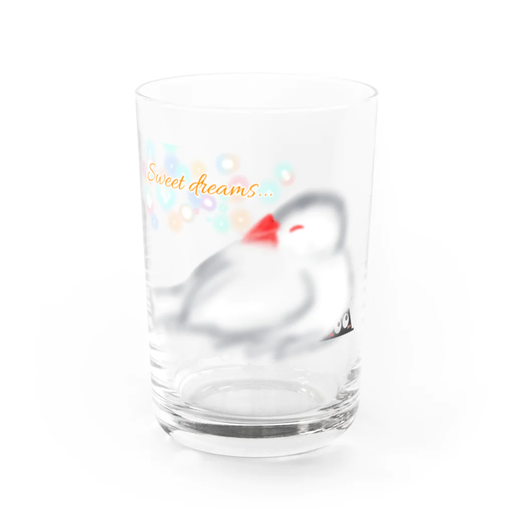 Lily bird（リリーバード）のスリスリくんとおねんね白文鳥 Water Glass :front