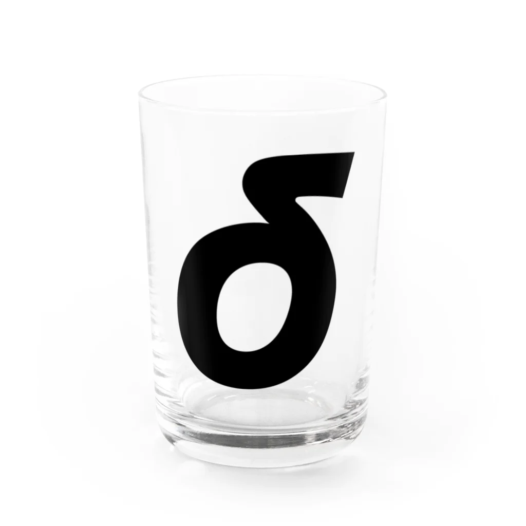 風天工房のδデルタ・ギリシャ文字（黒） Water Glass :front