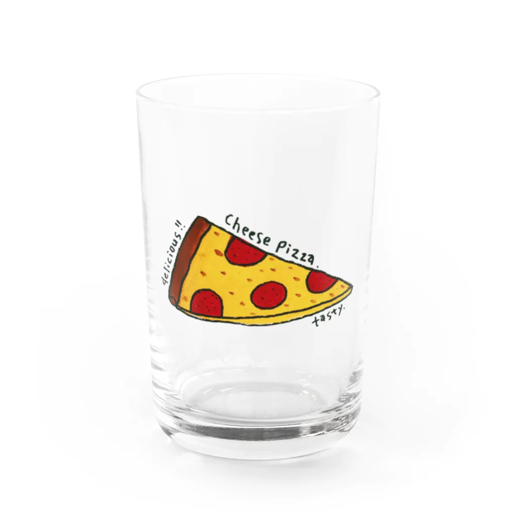 hawkのcheese pizza Water Glass :front