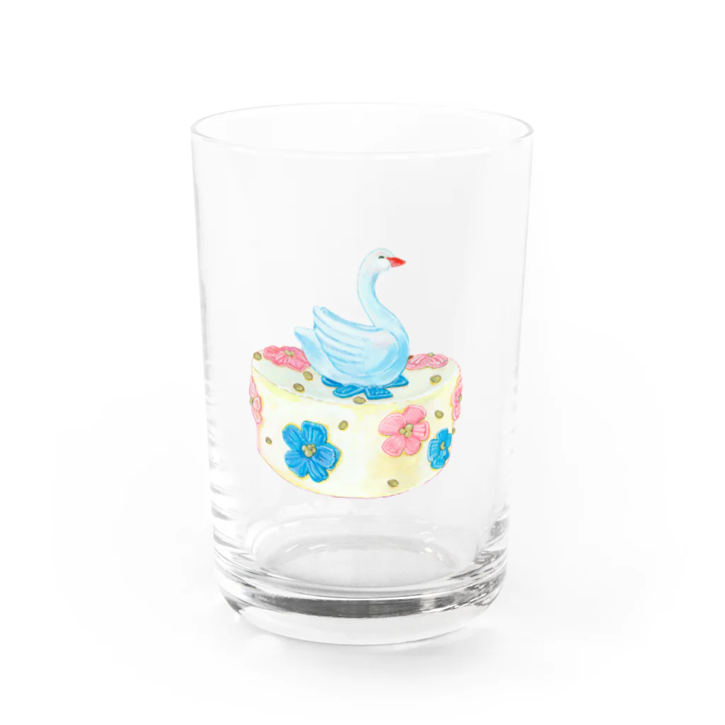 yosyos_SHOPのすてきな白鳥とケーキ Water Glass :front