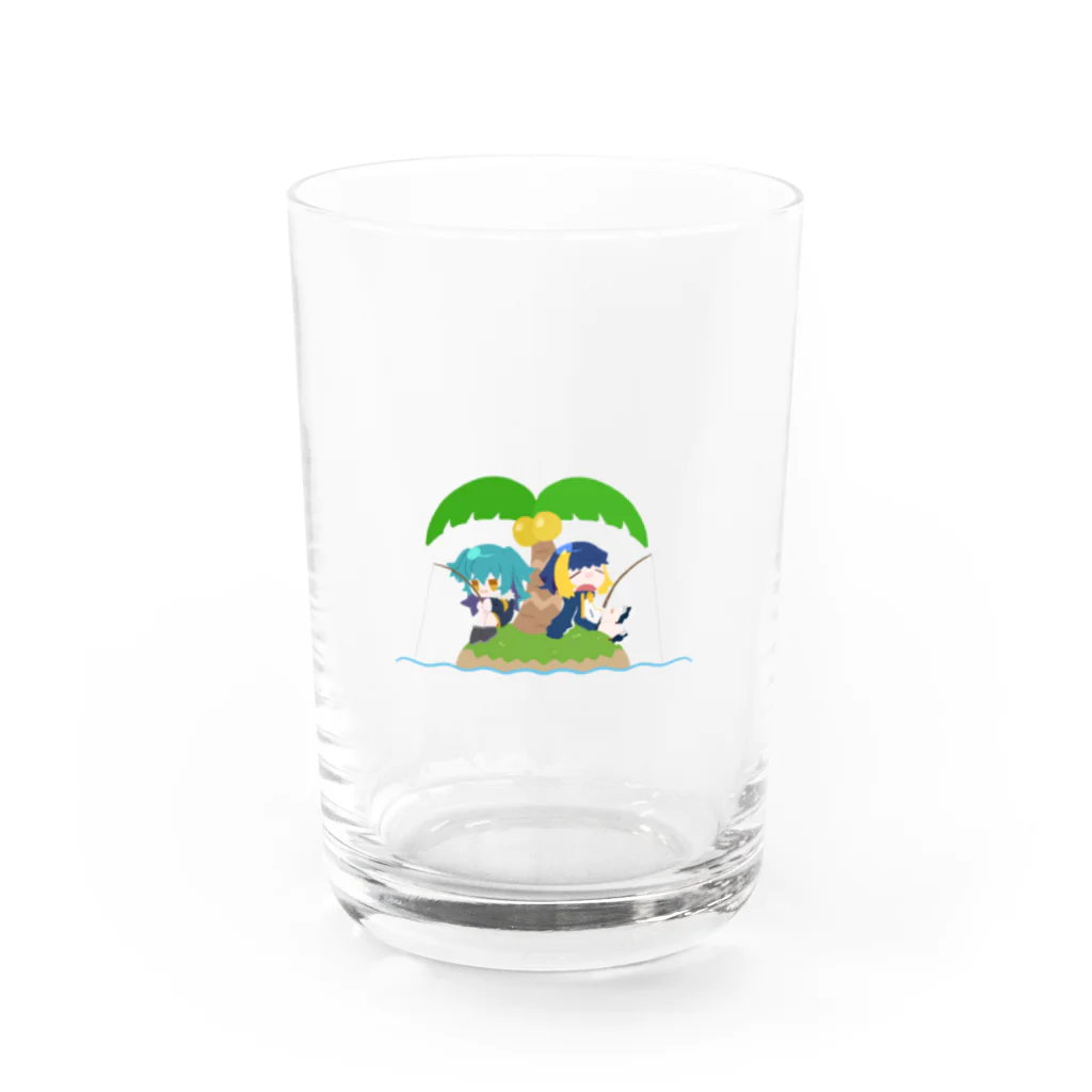 ジロとトビーとときどきなにかのグラス-釣り Water Glass :front