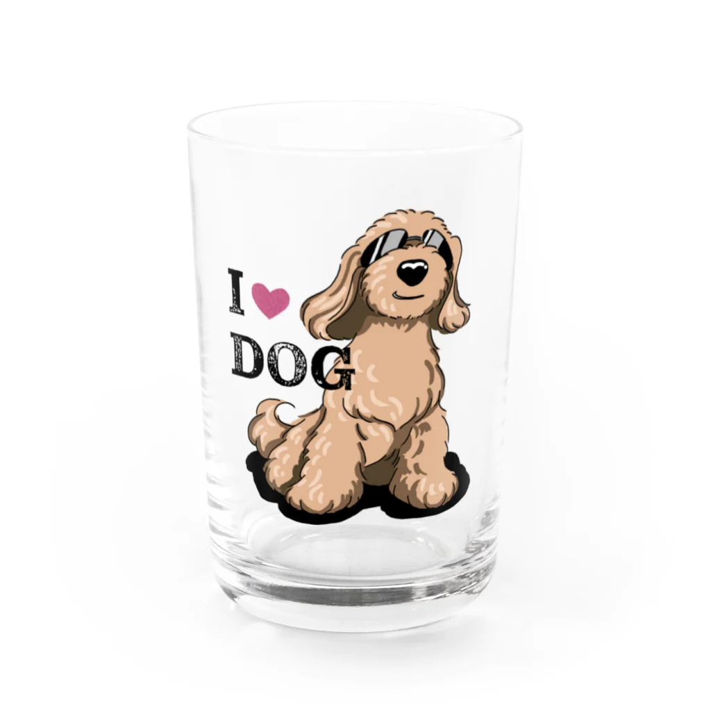 リカクリエイトのI LOVE DOG茶色のイケワン Water Glass :front