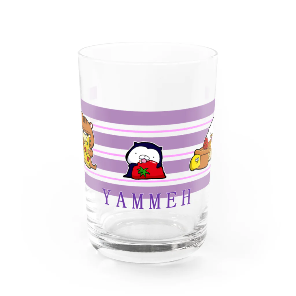 SUZURI×ヤマーフのもぐもぐYAMMEH Water Glass :front