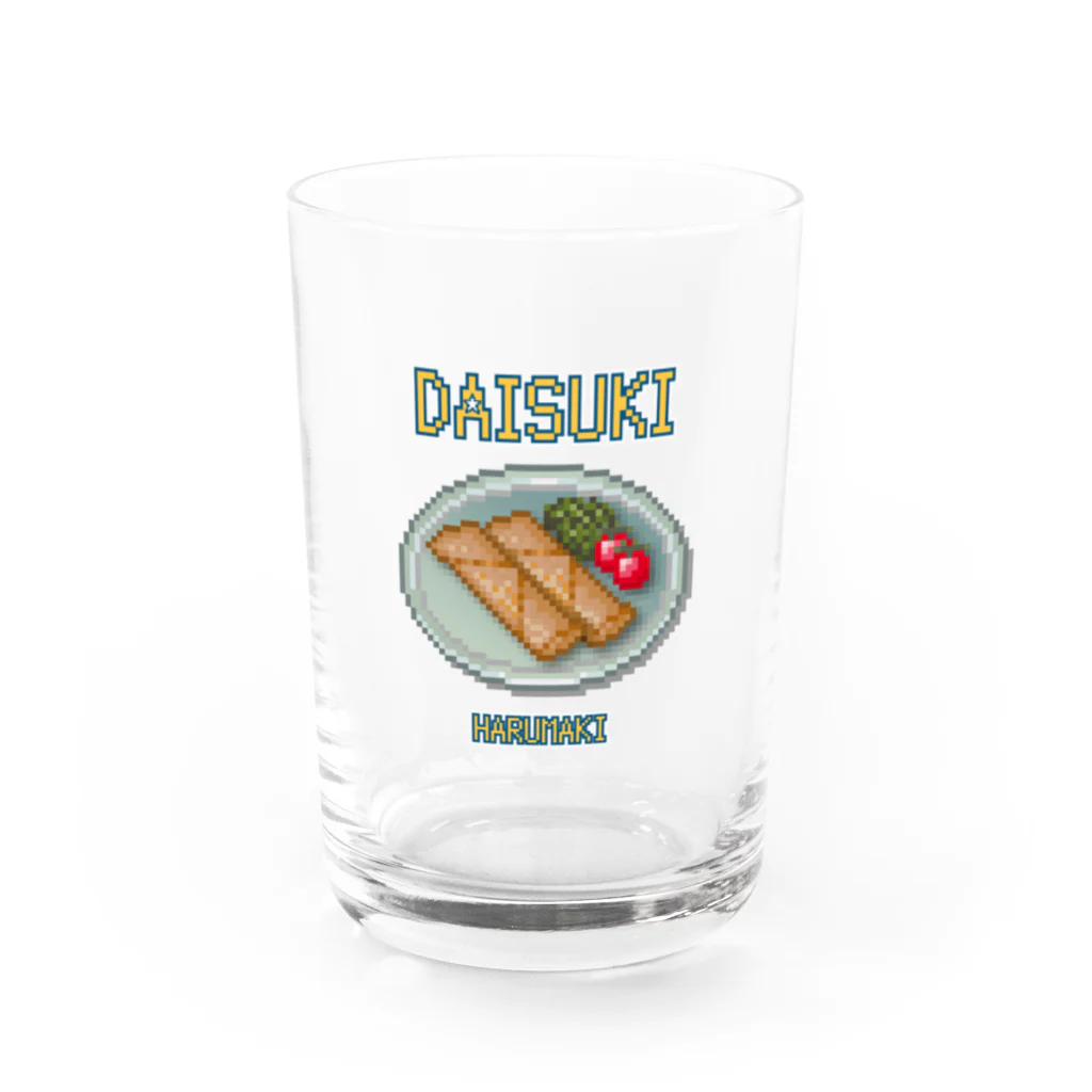 猫と釣り人のハルマキ(ドット絵) Water Glass :front