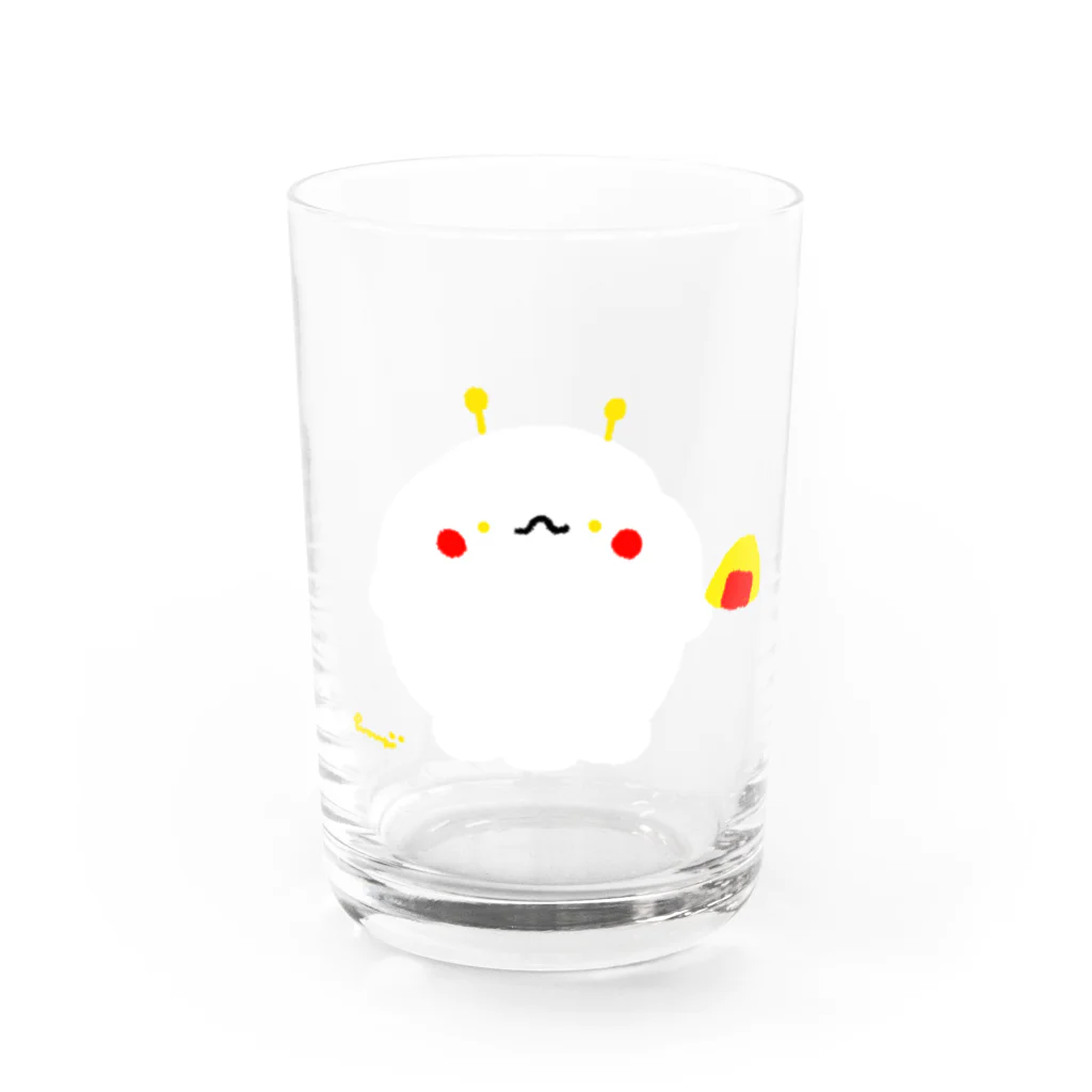 にこにこしろいるか市場 suzuri支店のうちゅうしろいるか Water Glass :front