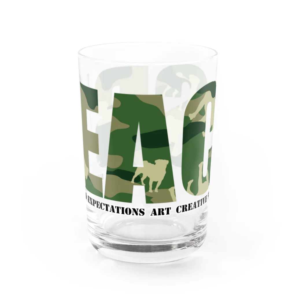 BEACSのBEACS　ロゴ1（パグ） Water Glass :front