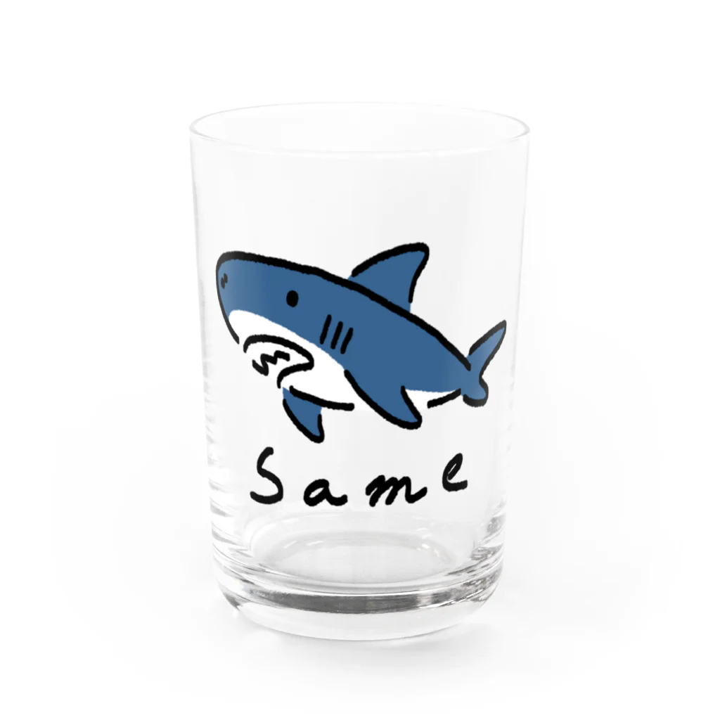 サメ わりとおもいのシンプルなSame　色付き Water Glass :front