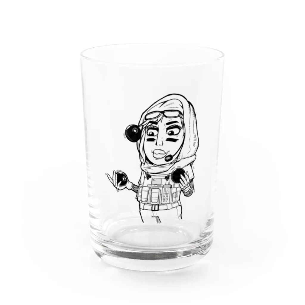 イラストキャンプの監視カメラ女子 Water Glass :front