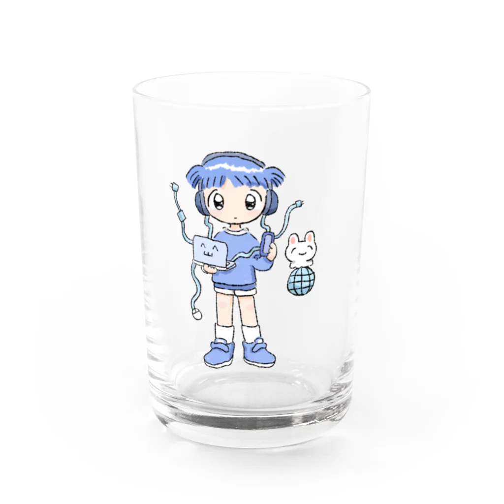 ころろのインターネットの青 Water Glass :front