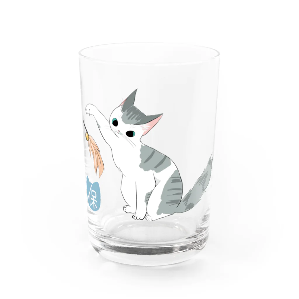 保護猫活動の支援のためのグッズ制作のサバしろ Water Glass :front