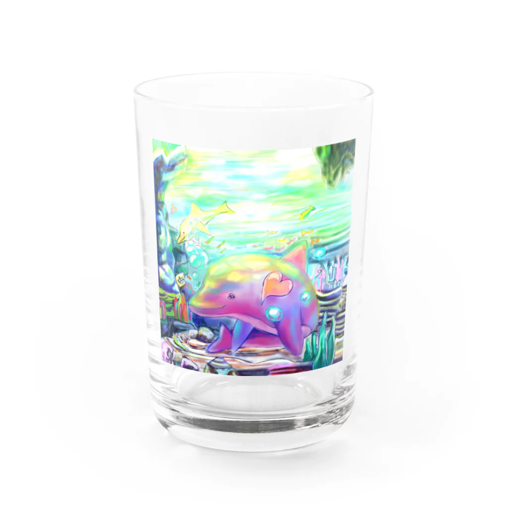 白猫屋の喜び-しあわせイルカグラス Water Glass :front