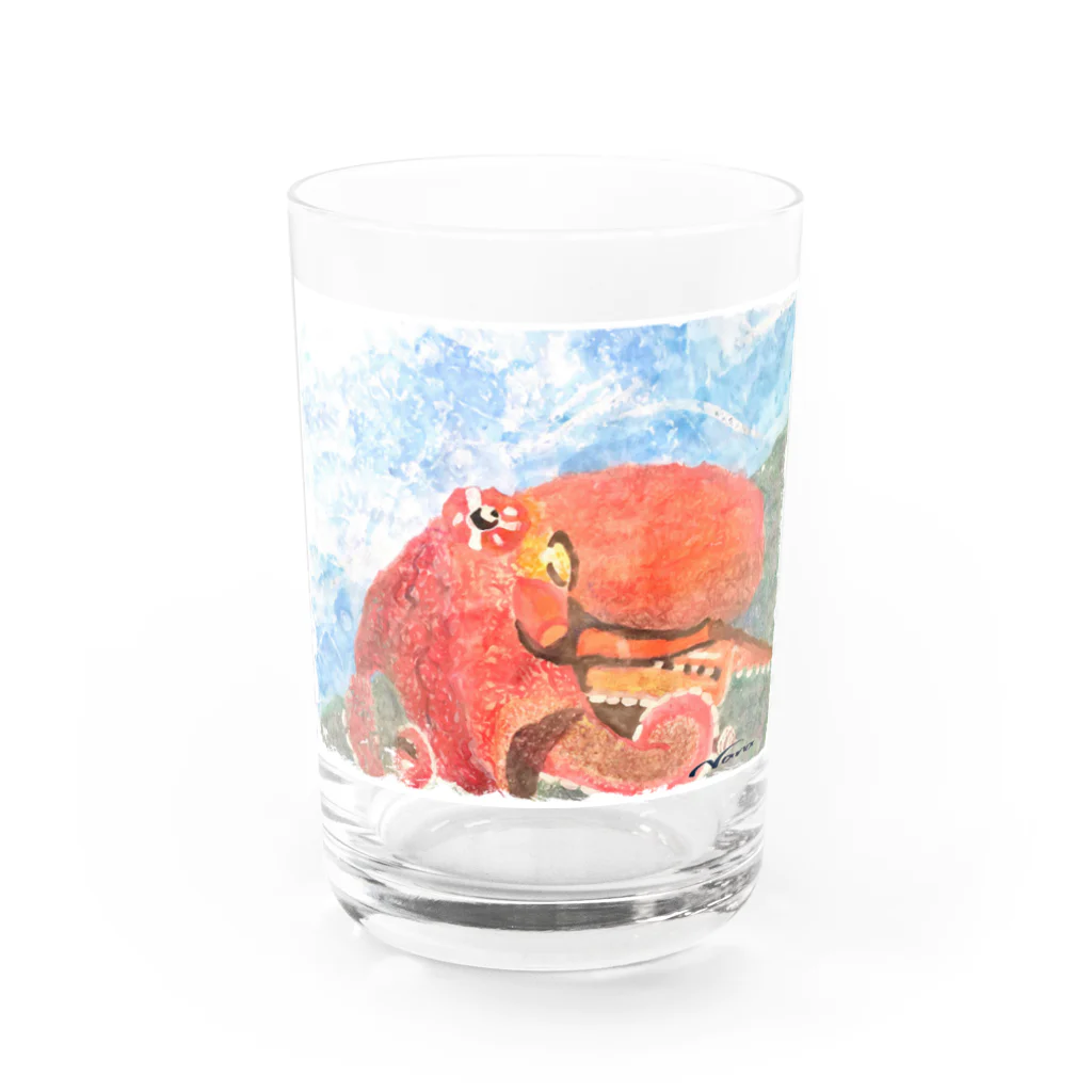 NanaCoco10  ナナココのタコ　水彩画 Water Glass :front