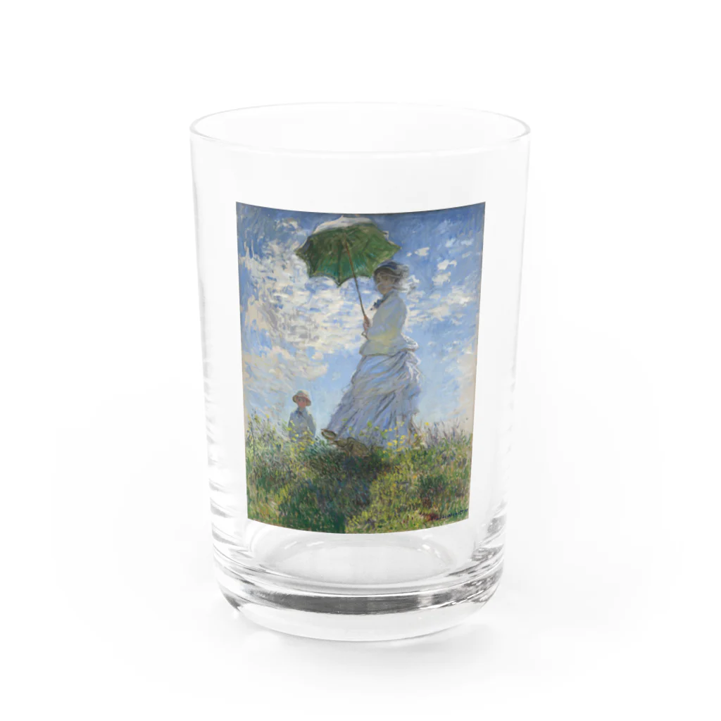 Dartroomの散歩、日傘をさす女　クロードモネ Water Glass :front