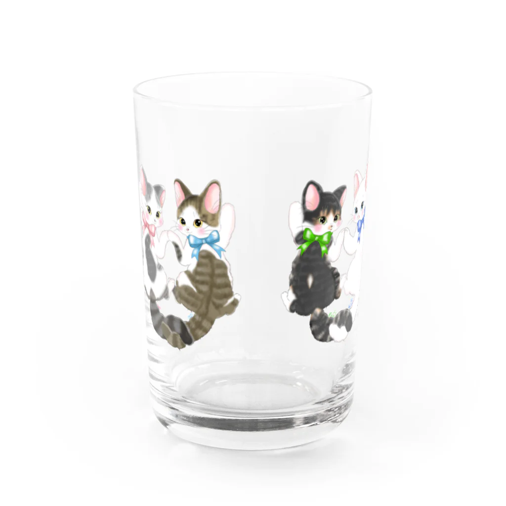 Noruneko-Yaのリボンねこ Water Glass :front