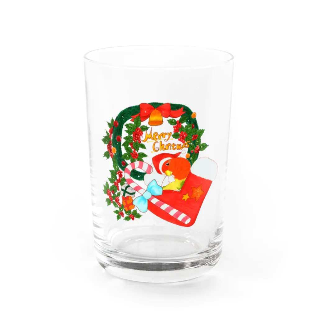 【コザクラインコ】オピーチョのお店の【コザクラインコ】クリスマスオピーチョ Water Glass :front