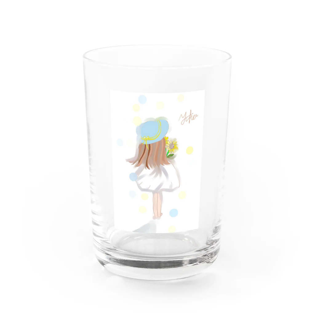 YUKOのひまわりと少女 Water Glass :front