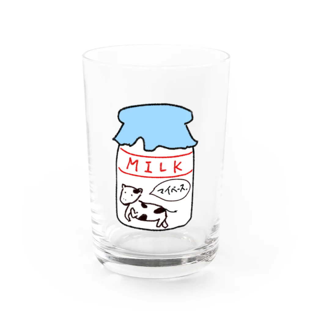 ♭ん(｢•ω•)｢のマイペースcowくん Water Glass :front