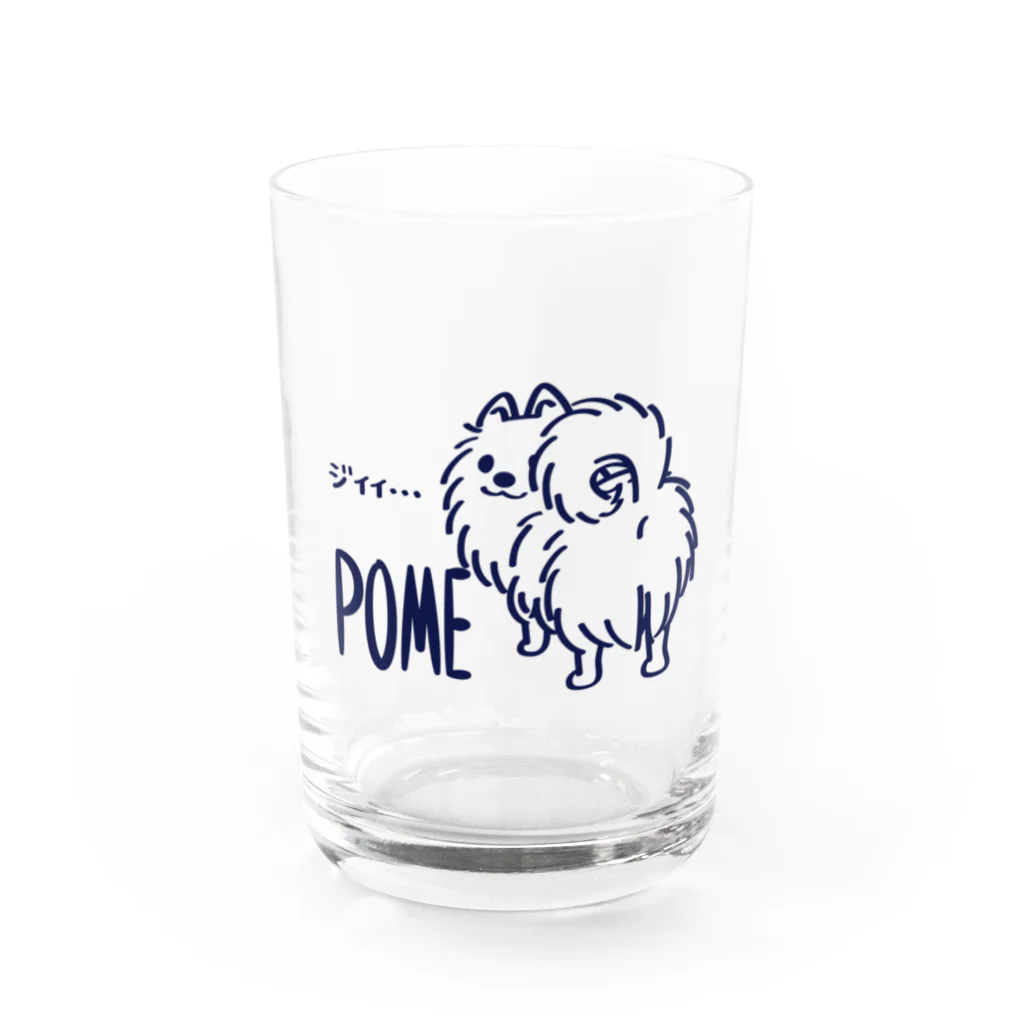 イラスト MONYAAT のCT83いつも見ているポメラニアンA_center Water Glass :front