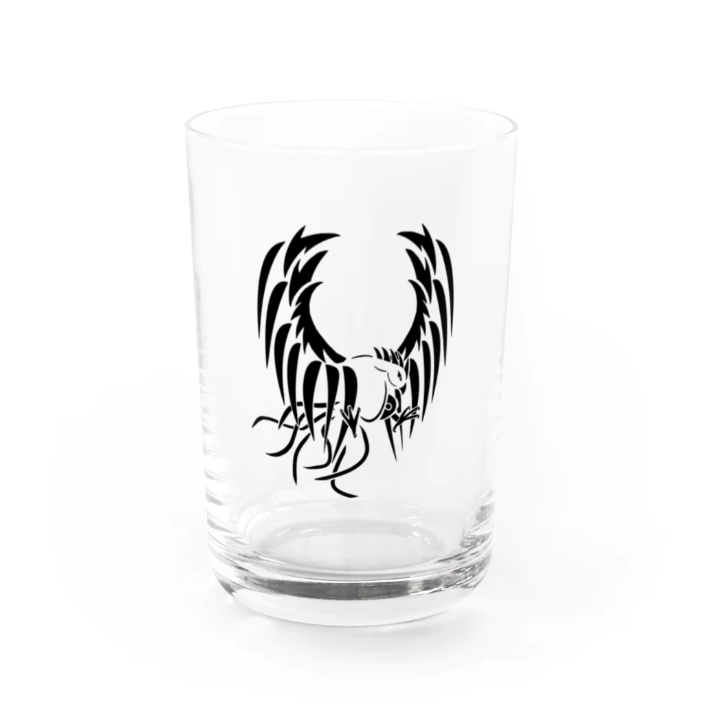 EAT ・HEART の鳳凰の威嚇 Water Glass :front