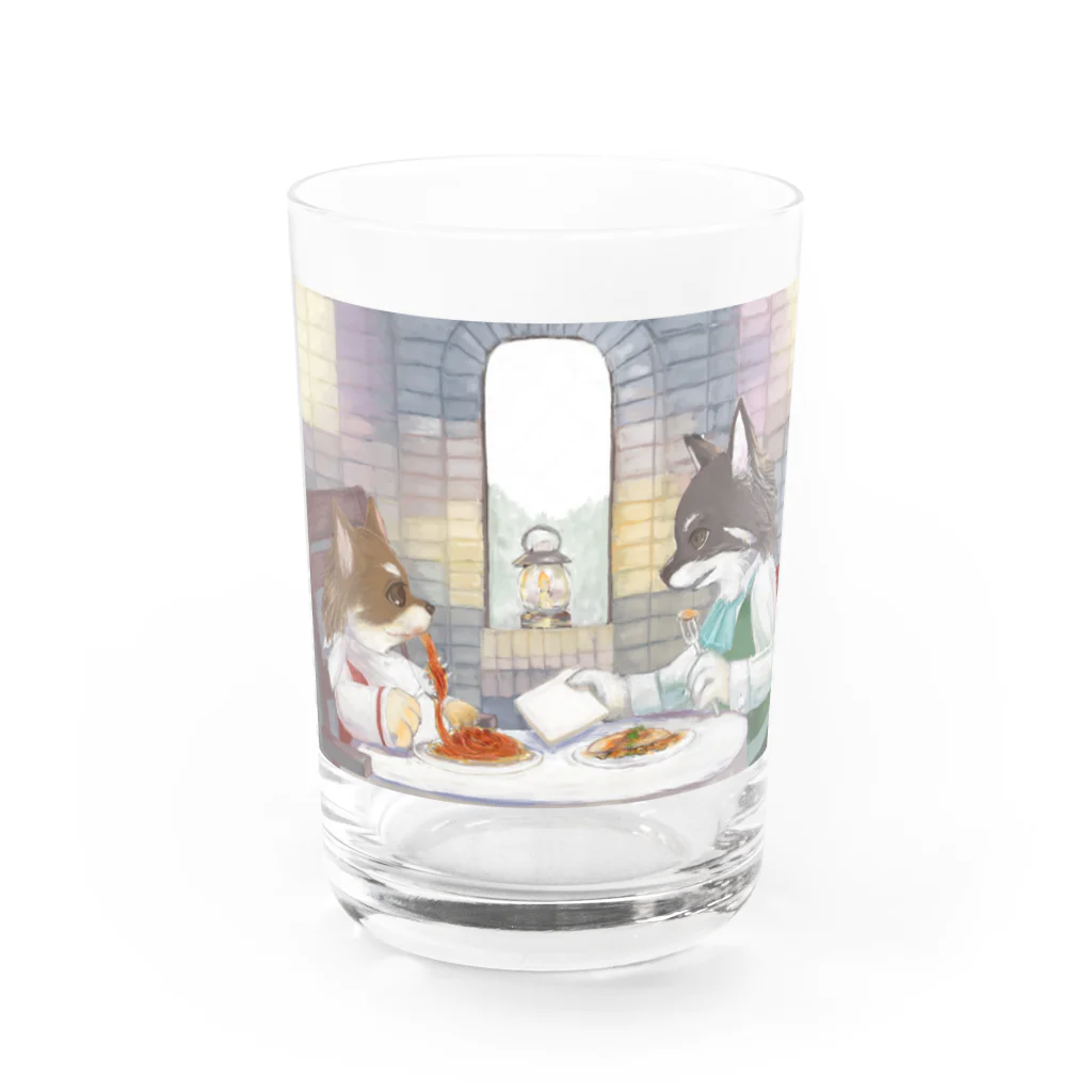 オダギリフタゴのチワワたちのポッツァレラとリチャード(チワワ) Water Glass :front