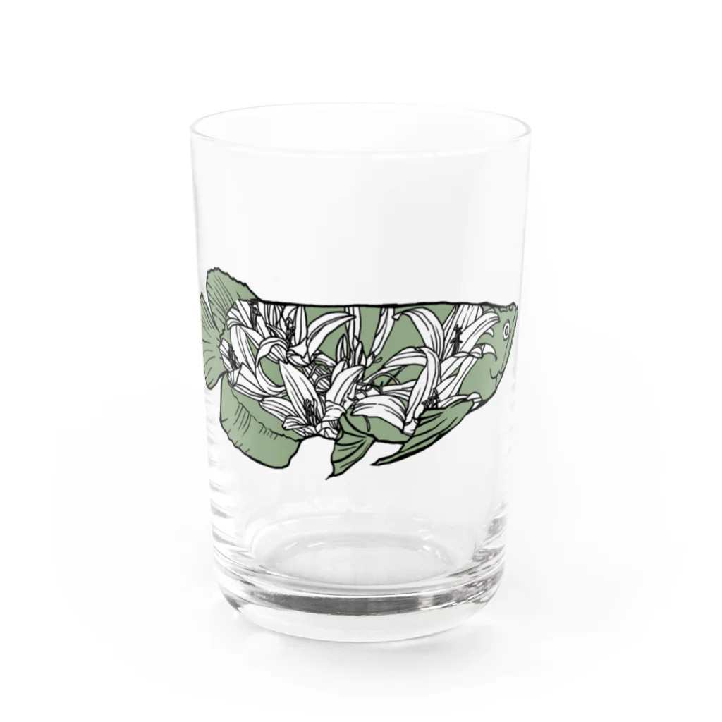 とうとうたらりの花と魚(みどり) Water Glass :front