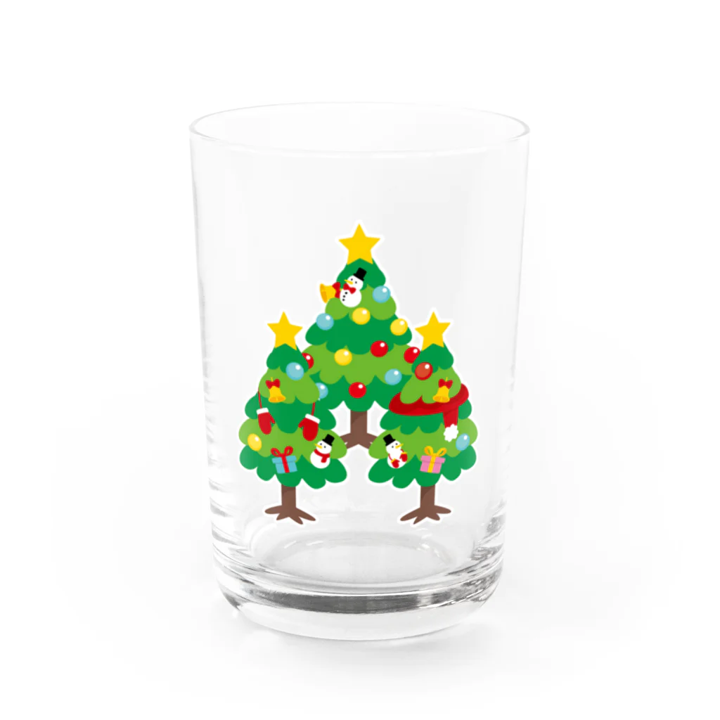 イラスト MONYAAT の森さんのクリスマスA クリスマスツリー Water Glass :front