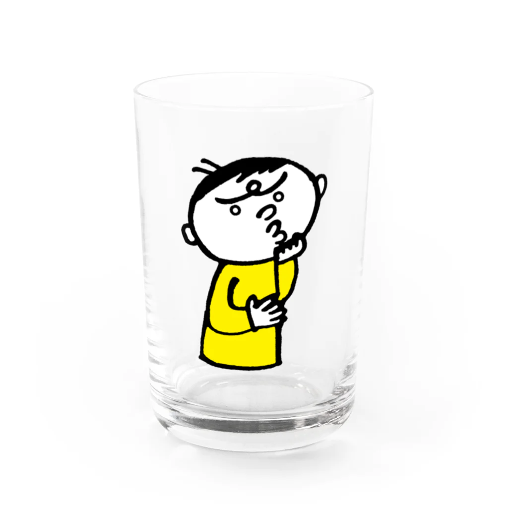 イラスト部の悩む男性 Water Glass :front