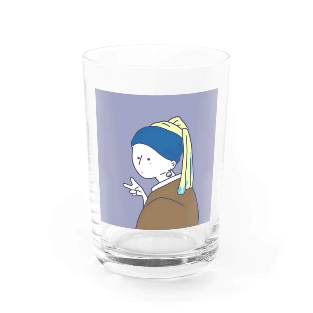 ワタナベの真珠の耳飾りガール Water Glass :front