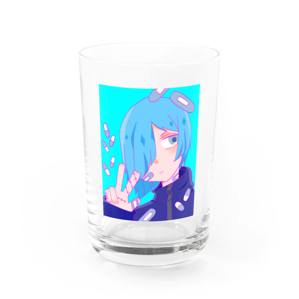 MANNZOKUの真っ青くん Water Glass :front