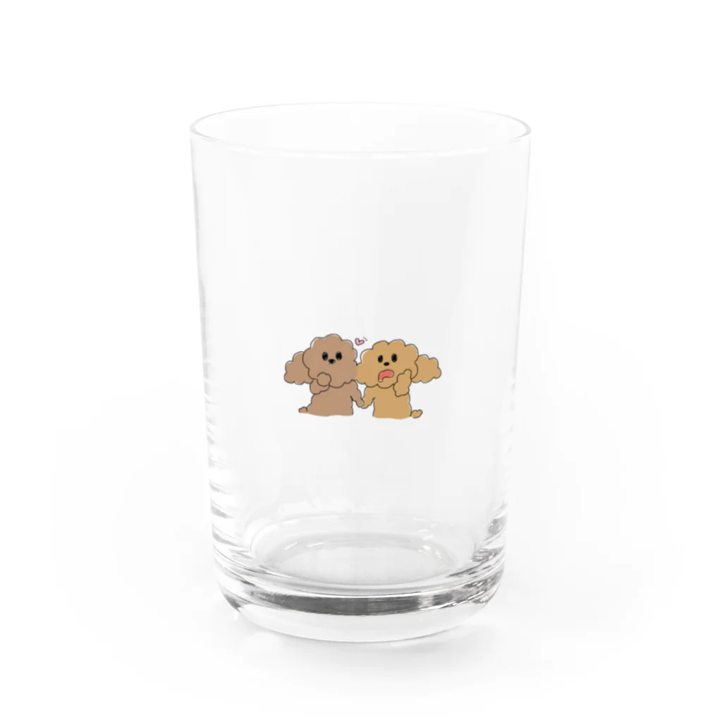 しっぽのあるコーギーショップのプードルの兄弟 Water Glass :front