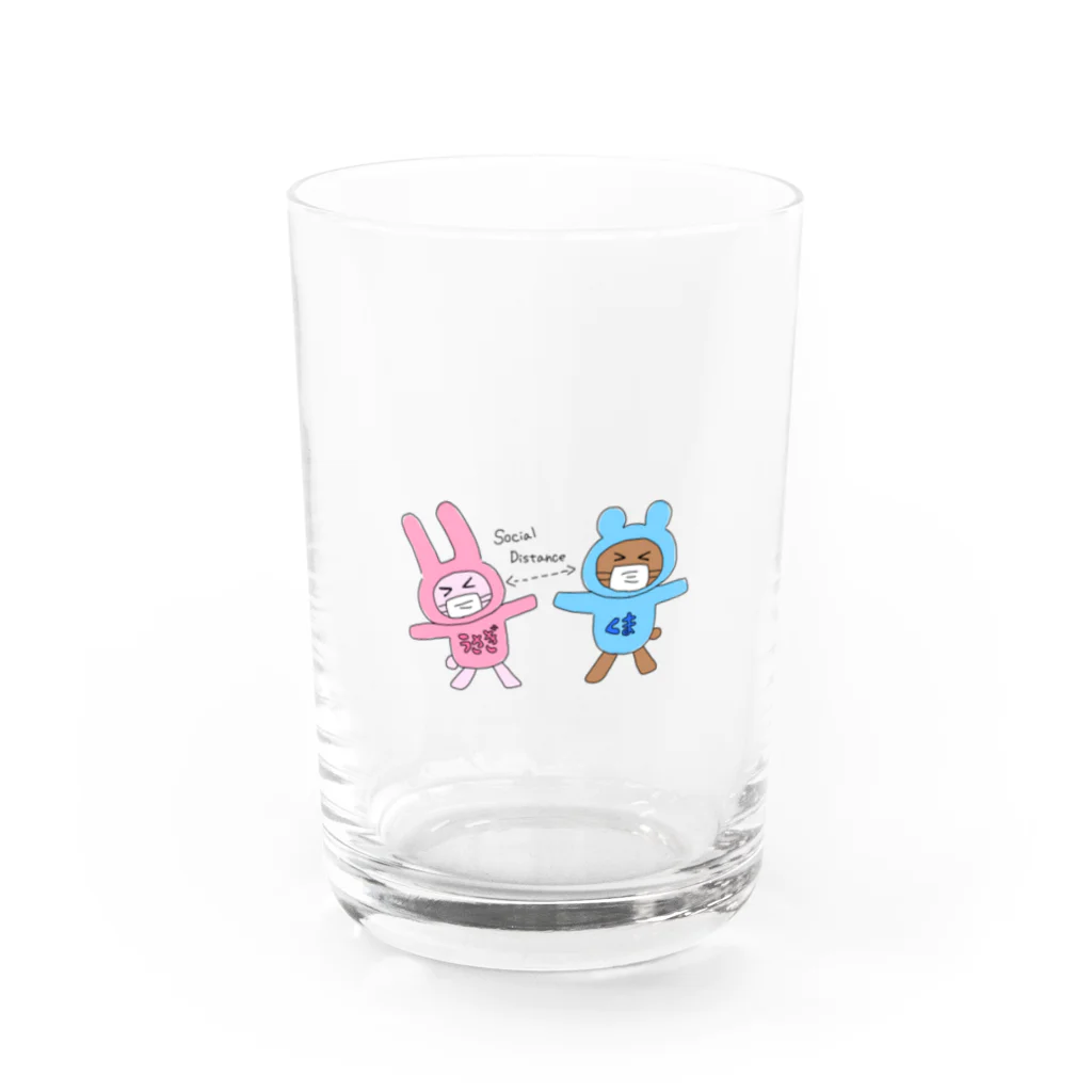 しっぽのあるコーギーショップのSocial Distance Water Glass :front