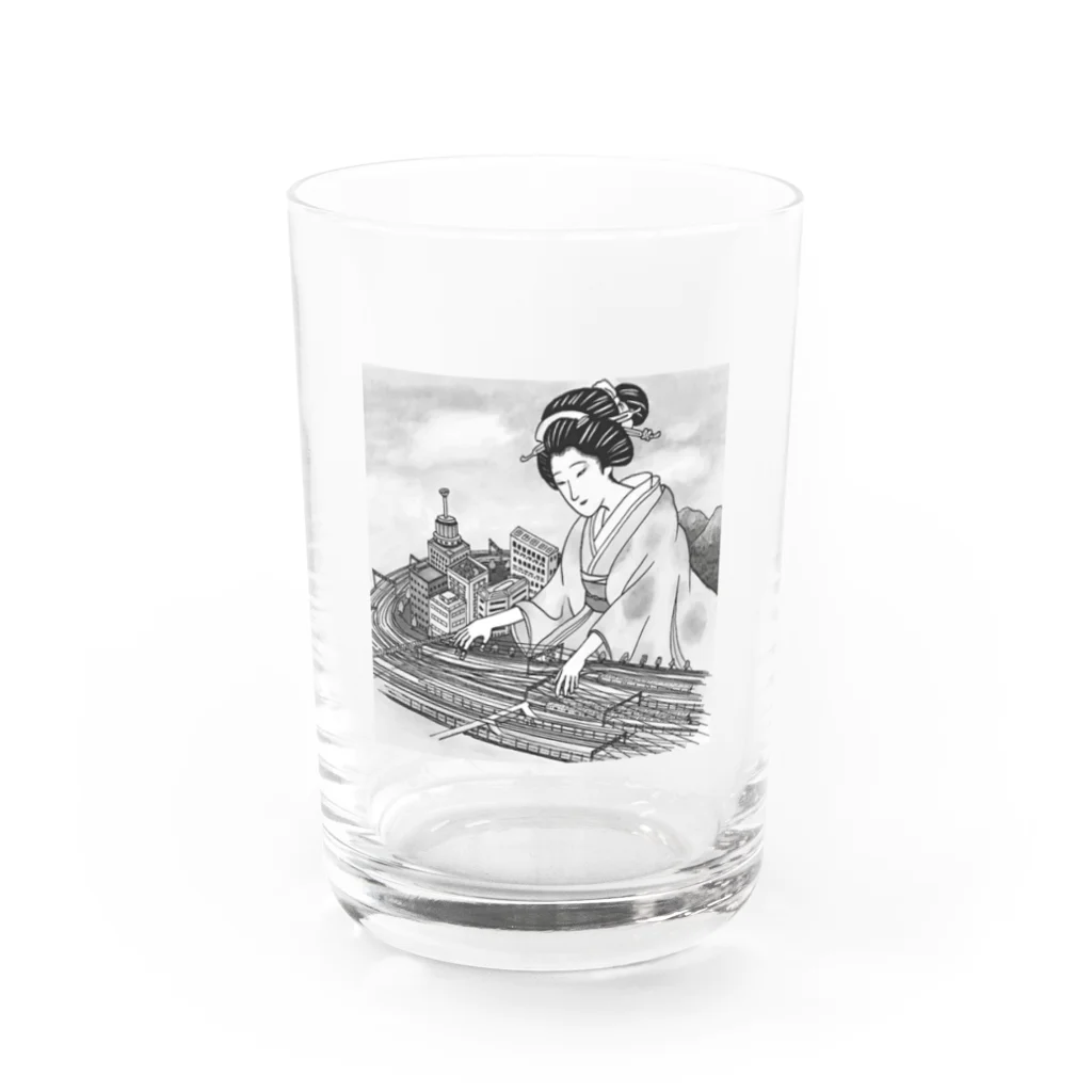 浮世絵はんの線路でお琴 Water Glass :front